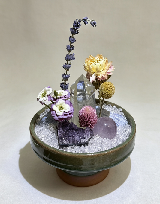 Handmade Clear Quartz & Amethyst Crystal Arrangement Desk Decor